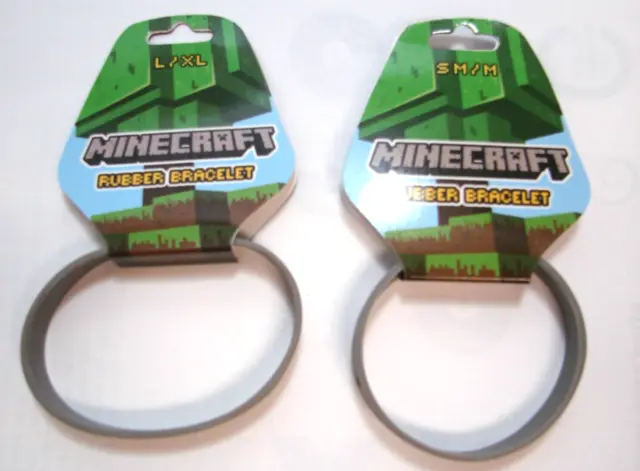 Lot of 2 JINX Minecraft Diamond Ore Rubber Bracelet Brand New Size S/M and L/XL