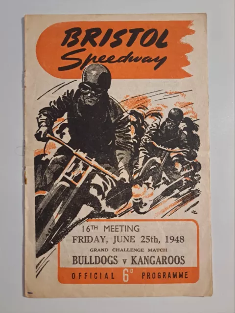 Speedway   Bristol  Bulldogs  v  Kangaroos  1948  Programme  filled in