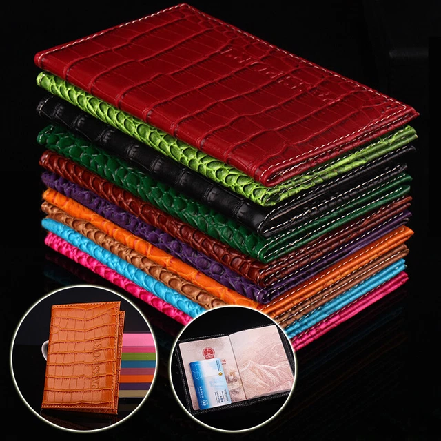 Crocodile PU Leather Passport Cover Travel Portable ID Card Holder Credit Case