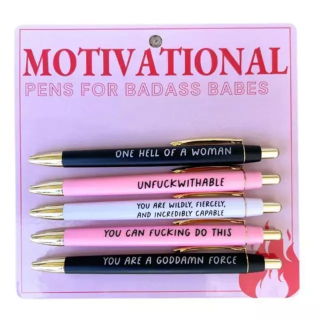 Juego de BolíGrafos Motivacionales Badass, 5 Piezas, Divertidos BolíGrafos 5200