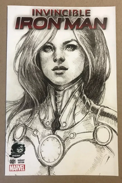 Invincible Iron Man #1 (2015) Phantom B&W Sketch Variant Siya Oum! Marvel Comics
