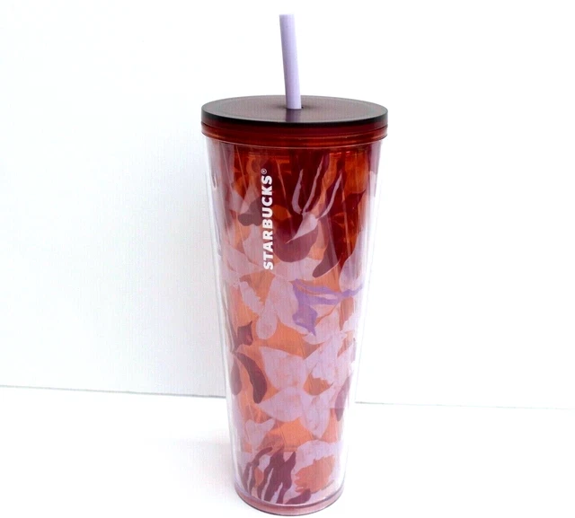 Starbucks Spring 2021 Pink Lilac Floral Twist Acrylic Cold Cup Tumbler 24 oz