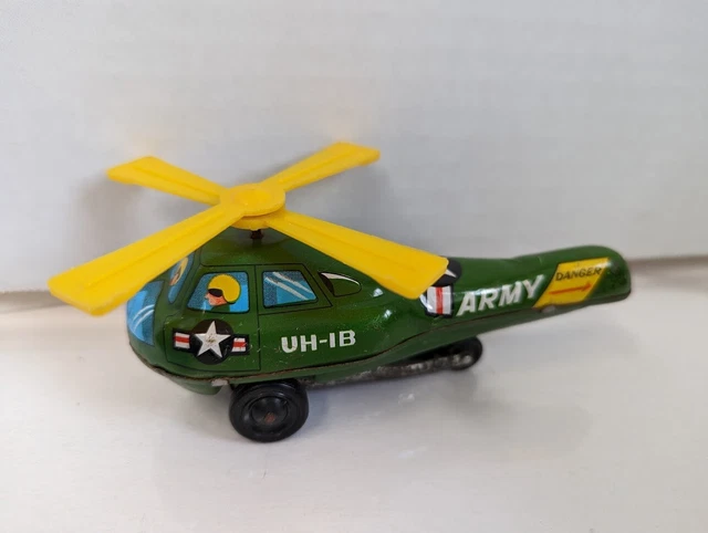 VINTAGE TIN TOY Army Helicopter UH-1B Made in Japan Friction 