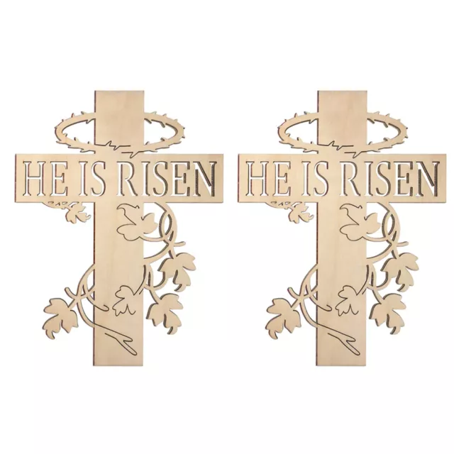 Easter Wooden Cross Wall Hanging - Rustic Jesus Art (2pcs)-LH