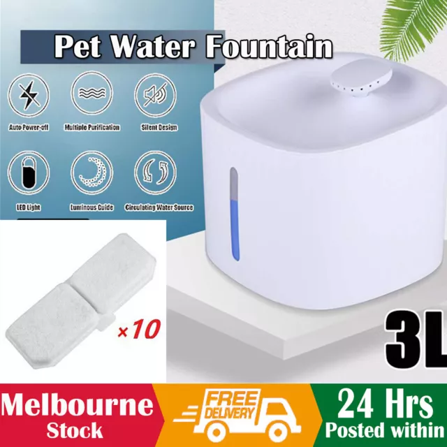 LED USB Automatic Electric Pet Water Fountain Dog/Cat Drinking Dispenser+Filter