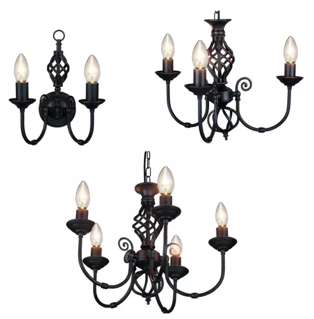 Black Classic Chandelier Ceiling Light Collection 3, 5 Arm Pendant Wall Lamp