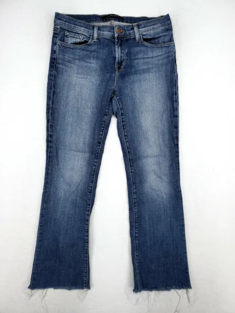 J Brand Womens Size 29 Betty Bootcut Jeans Comfort Stretch Raw Hem Dark Wash EUC