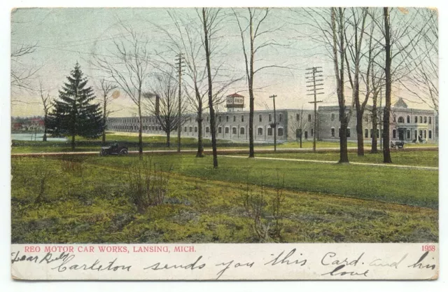 Lansing MI REO Motor Car Works Factory c1908 Postcard Michigan