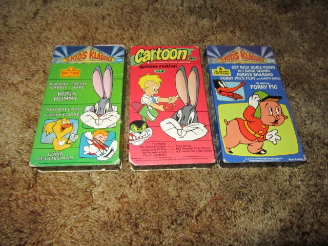 VHS CARTOONS BUGS Bunny Porky Pig Daffy Duck Kids Klassics Lot Of 3 EUR 