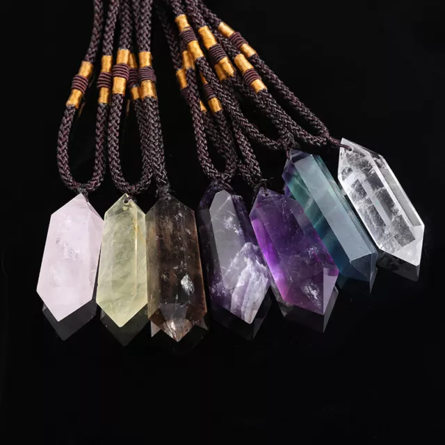 Natural Citrine Quartz Crystal Pendant Chakra Gemstone Necklace Healing Amethyst
