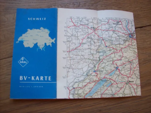 mehrfarbige BV-Karte Schweiz Maßstab 1 : 600 000 *Aral ~1959*sauberes Exemplar*
