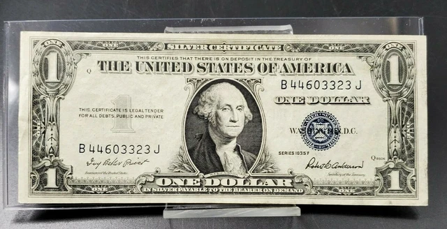 1935 F $1 Silver Certificate Blue Seal US Currency Note Bill XF EF Q Block