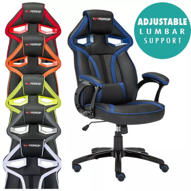 Gtforce Roadster 1 Sport Racing Car Office Gaming Chair Leather Lumber Support