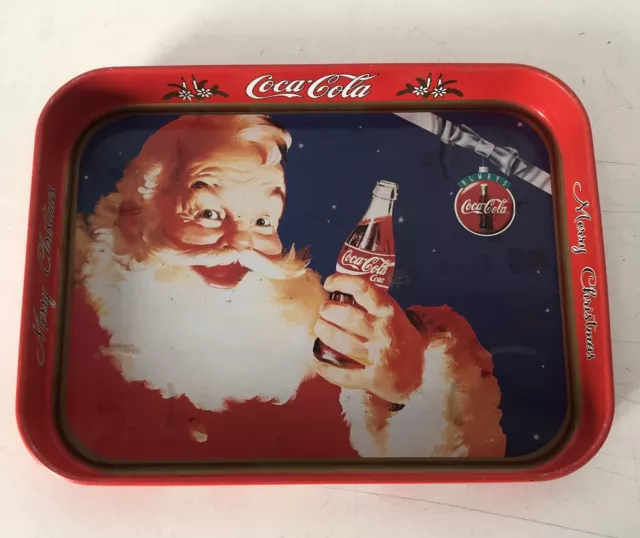 Vassoio In Lamiera Vintage Coca Cola "Merry Christmas" Babbo Natale