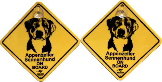 2 piezas 12 cm señal de tráfico + ventosa appenzeller perro de montaña señal de advertencia perro