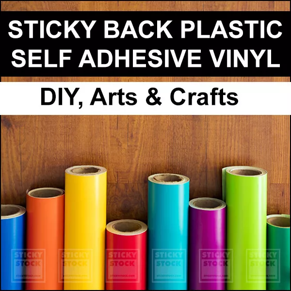 STICKY BACK PLASTIC VINYL for CRAFT & DIY 1m, 2m, 5m, 10m, 25m Rolls 24" / 610mm