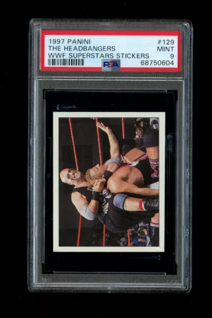 1997 Panini WWF Superstars The Headbangers Stickers #129 PSA 9 Mint Pop 1