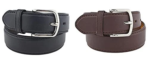 2 Pack Kids Faux Leather 1" Belt - Available from Small to Large (#90 Black &...