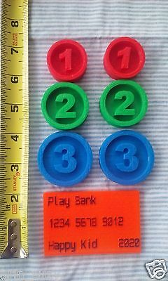 LOT 6 Replacement Coins compatible Melissa and Doug Sort Swipe Cash Register