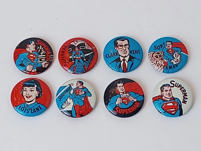 1966 Superman Pinback Buttons Complete Set RARE N.P.P.-SUP-181 1966 Superman Pinback Buttons Complete Set RARE N.P.P.-SUP-181