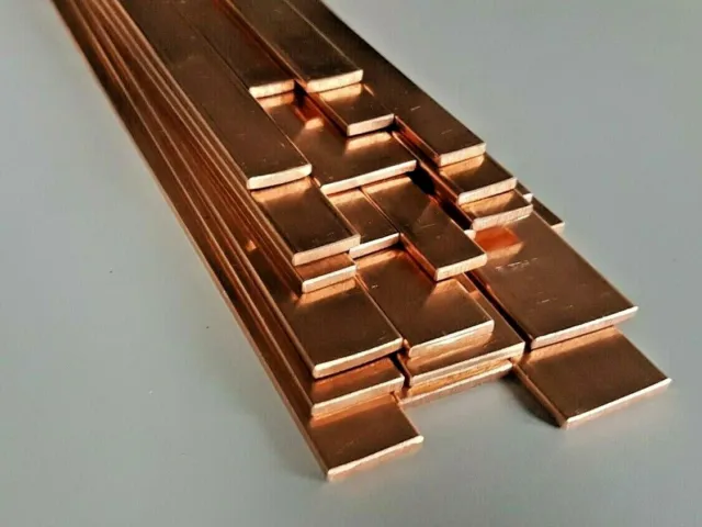 Copper Flat Bar CW004A 1/8" Thick 1/2" 5/8" 3/4" 1" Widths Various Lengths