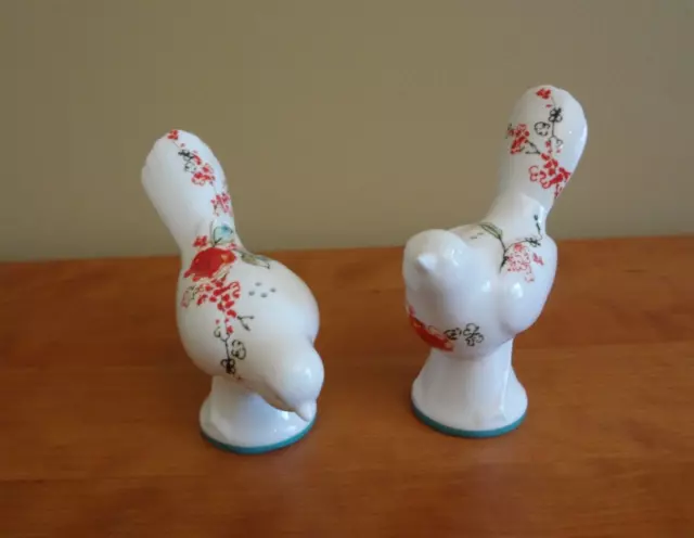 Vintage Lenox Porcelain White Chirp Birds w/Florals Design Salt & Pepper Shakers