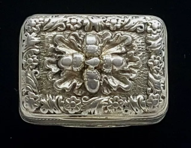 Antique Sterling Silver Vinaigrette Box Acorns