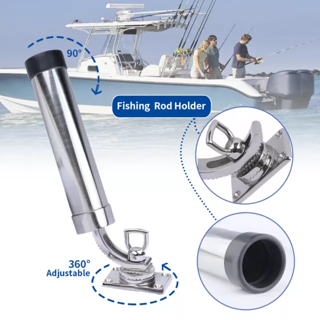 Boat Fishing Rod Holder 316 Stainless Steel Deck-Mount 360 Adjustable Rod Pod
