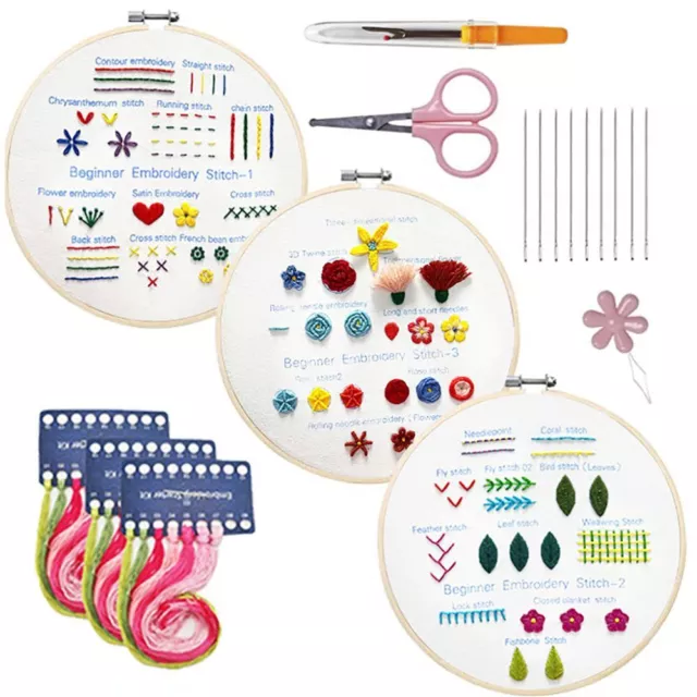 Beginners Embroidery Needlework Embroidery Stitch Practice Kit Ribbon Painting