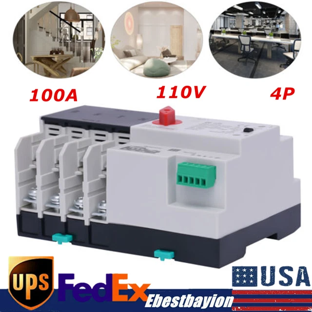 DUAL POWER AUTOMATIC Transfer Switch 4P 100A 110V Electrical Changeover ...