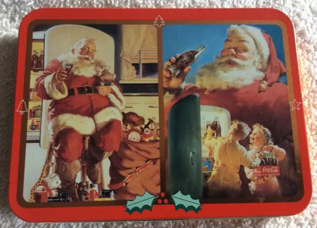 Coca Cola Nostalgia Playing Cards (2 Packs) in collectible Tin Case Santa Claus