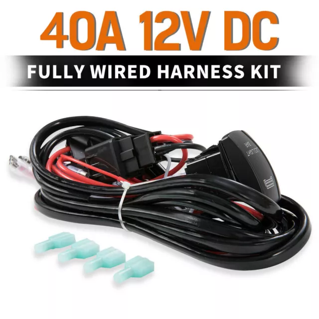 2-Way 12V DC Wiring Loom Harness Kit Relay Switch Fuse For LED Driving Light Bar
