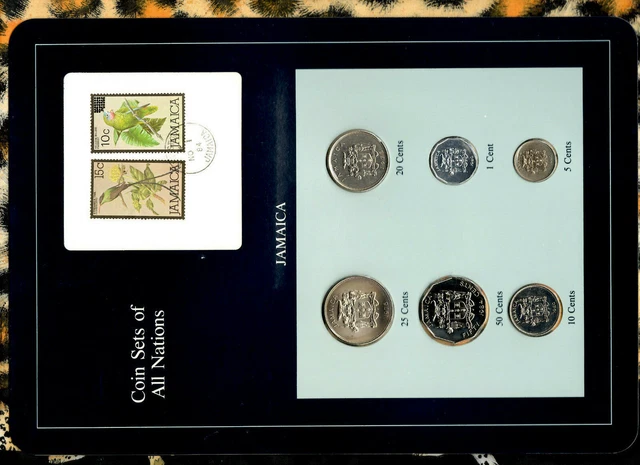 Coin Sets of All Nations Jamaica w/card 1975-1984 UNC 25 cents 1975FM(M)