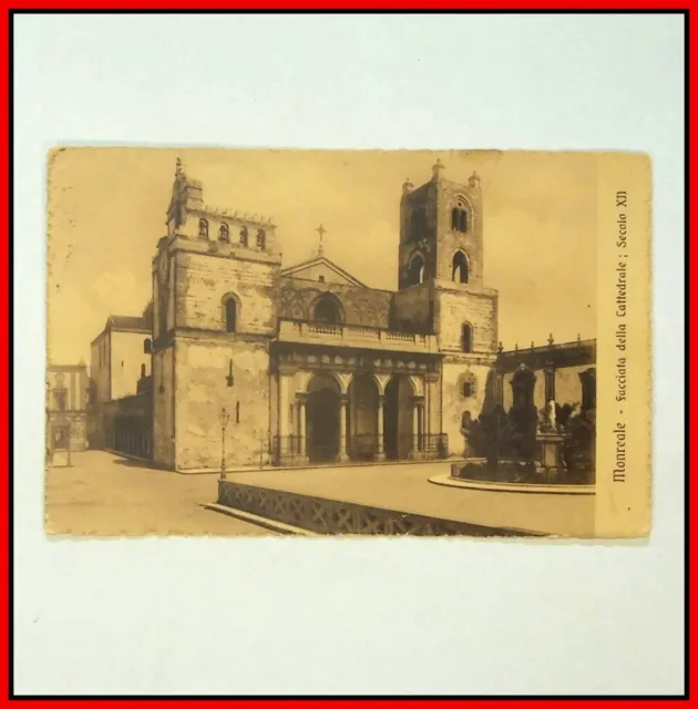 Cartolina antica di Monreale Facciata della Cattedrale formato piccolo anno 1911