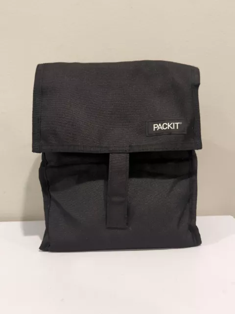 PackIt Freezable Lunch Bag with Zip Closure, Black, Pre-owned
