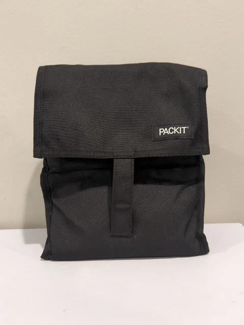 PackIt Freezable Lunch Bag with Zip Closure, Black, Pre-owned PackIt Freezable Lunch Bag with Zip Closure, Black, Pre-owned