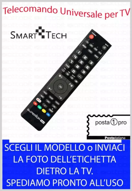 TELECOMANDO UNIVERSALE per TV TELEVISIONE " SMART TECH " SCEGLI MODELLO LISTA