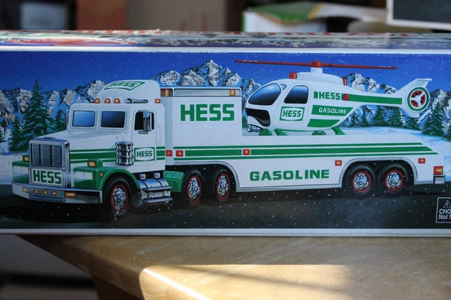 1995 Hess Toy Truck and Helicopter w/ Original Box No Batteries