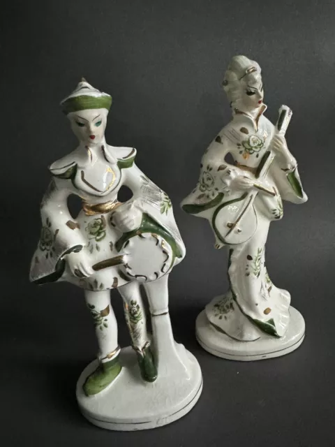 VTG Nippon Yoko Boeki Figures MUSICIANS Antique Porcelain Art 7.5” JAPAN