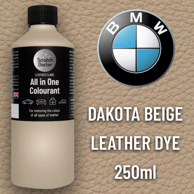 Leather Paint for BMW Car Seat DAKOTA BEIGE. All in One 250ml Dye for Repairing.