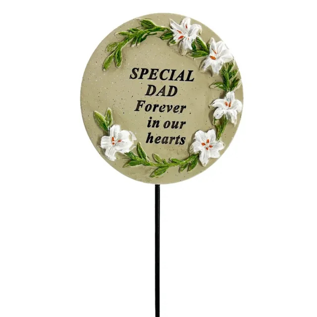 Special Dad Lily Flower Memorial Tribute Stick Graveside Grave Plaque Stake