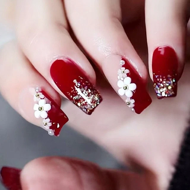 Manicura Nials Falsos Hágalo usted mismo Prensa en Uñas Uñas Falsas Bailarina Francesa Larga