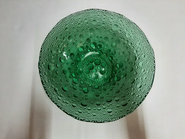 Pavel Panek Sklo Union Green Bubble Glass Bowl Vintage 60's