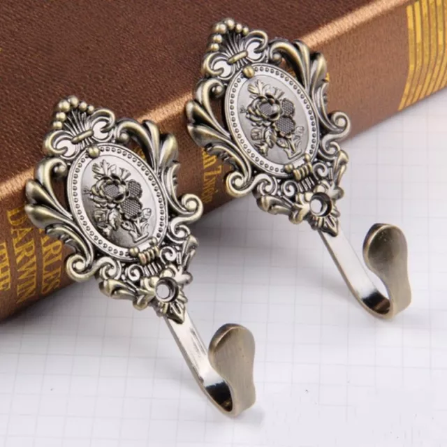 1 Pair Wall Hooks Curtain Clothes Tieback Hold Backs Screw In Metal Rose Red