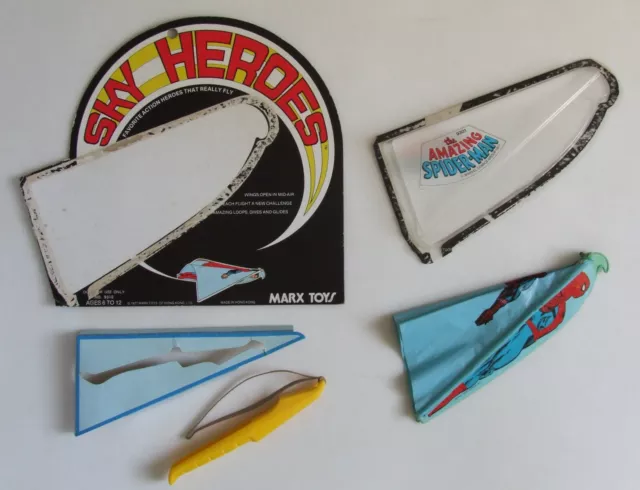 Vintage Sky Heroes: Spider-Man Flying Glider on Open Card, Marx Toys 1977