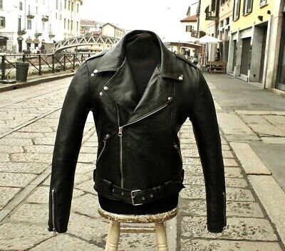 Giubbotto giacca pelle chiodo motociclista biker caferacer punk rock Guendj