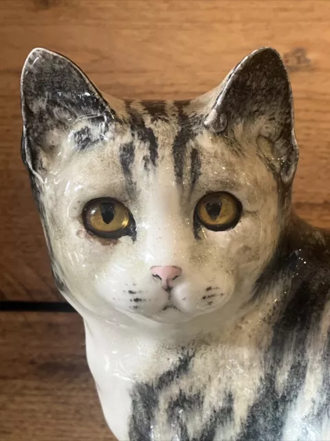 Lovely Winstanley size 4 pottery tabby cat *had A Repair* & Small Chip On Bottom 2