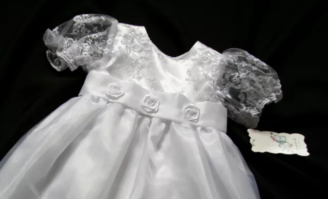 Taufkleid Baby Kleid Taufe Weiß Mädchen Babykleid Spitze,  S=1-3, M=4-6 Monate