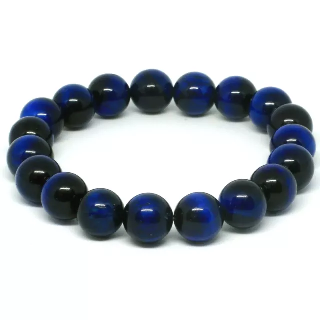 Blue Tiger Eye Beaded 10 mm Bracelet Men/Women Soothing Chakra Gem Stone 3