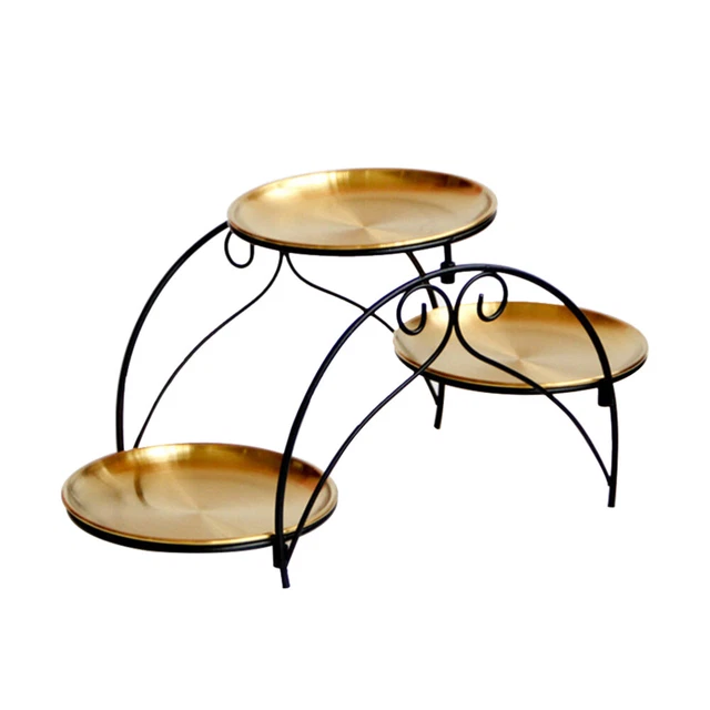 Lyellfe Set di 7 alzate per torte dorate, in metallo, per tavolo da dessert, per feste di compleanno, matrimoni, tè pomeridiano, festival